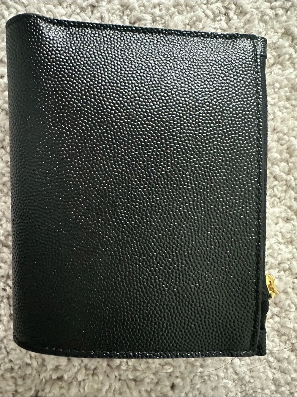 Yves Saint Laurent Black Pebbled Leather Wallet with Gold YSL Emblem - Picture 3 of 8